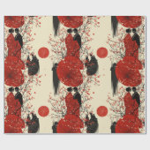 Romantisches Sakura-Kimono-Paar-Muster (4) Geschenkpapier (Flach)