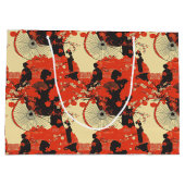 Romantisches Sakura-Kimono-Paar-Muster (5) Große Geschenktüte (Rückseite)
