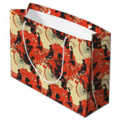 Romantisches Sakura-Kimono-Paar-Muster (5) Große Geschenktüte (Rückseite Schrägansicht)