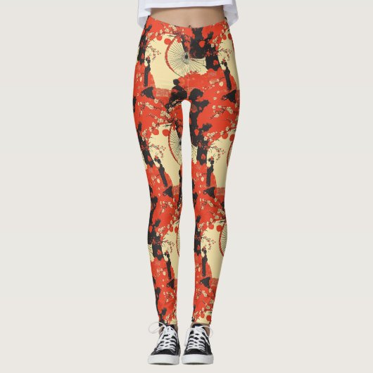 Romantisches Sakura-Kimono-Paar-Muster (5) Leggings (Vorderseite)