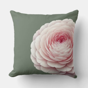 Romantisches Salbeigrün-Rosé-Blumen-Wurfkissen Kissen
