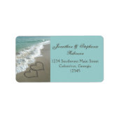 Romantisches Sand Hearts Beach Address Label Adressaufkleber (Vorne)