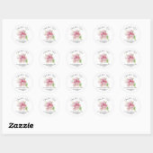 Romantisches sanftes Rosa Danke Runder Aufkleber (Blatt)