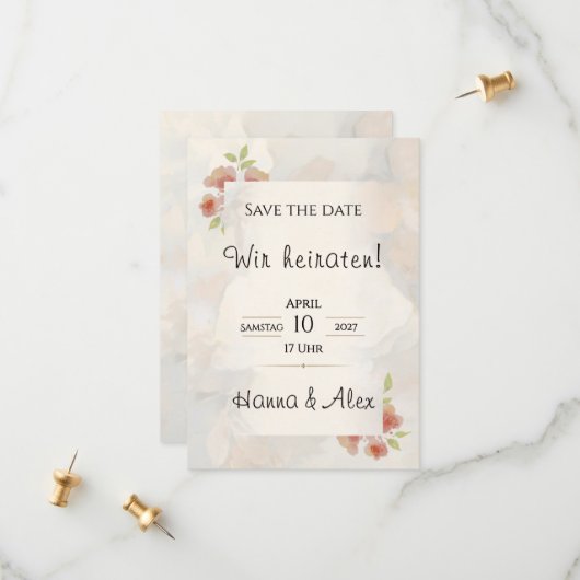 Romantisches Save the Date - Pastel (Vorderseite/Rückseite Beispiel)