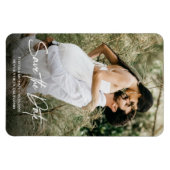 Romantisches Save the Date Vertikales Verlobung Fo Magnet (Horizontal)