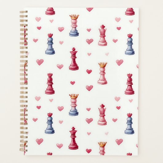 Romantisches Schach-Herzen Valentinstag Planer (Vorderseite)
