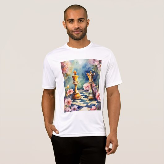 "Romantisches Schach im Blut - Wasserfarbstil" T-Shirt (Vorne ganz)