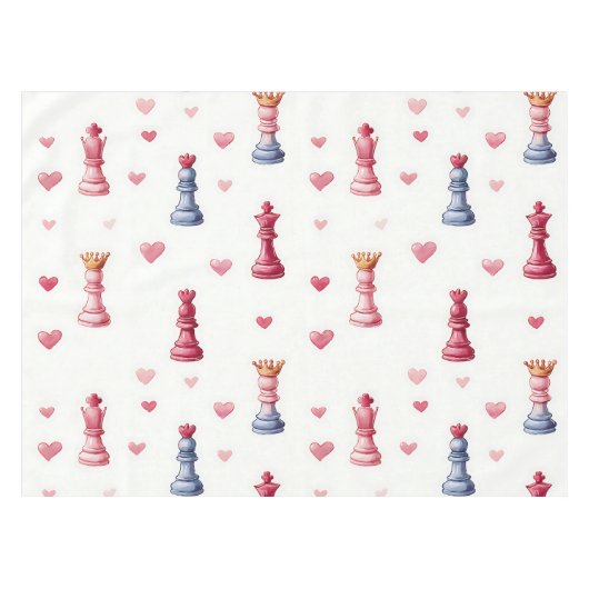 Romantisches Schachherzen Valentinstag Tischdecke (Vorderseite (Horizontal))