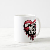 Romantisches Schlagherzendesign Kaffeetasse (VorderseiteRechts)