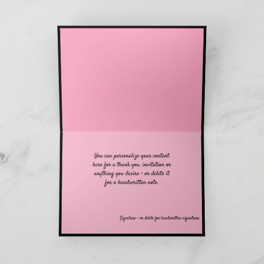 Romantisches Schwarz/Rosa-Schneeflocken-Design Karte (Innenseite)