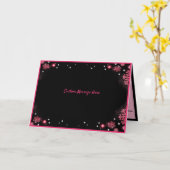 Romantisches Schwarz/Rosa-Schneeflocken-Design Karte (Gelbe Blume)