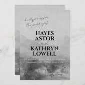 Romantisches Schwarz und Weiß Elegante Klassisches Einladung (Vorne/Hinten)