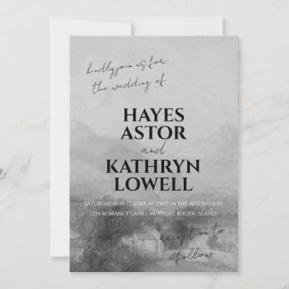 Romantisches Schwarz und Weiß Elegante Klassisches Einladung
