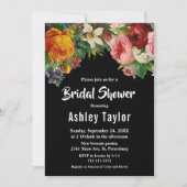 Romantisches Schwarz-Weiß-Brautparty Einladung (Vorderseite)