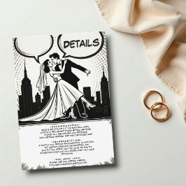 Romantisches Schwarz-Weiß-Comic Hochzeitsbuch Begleitkarte