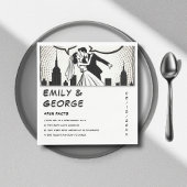 Romantisches Schwarz-Weiß-Comic Hochzeitsbuch Serviette