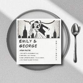 Romantisches Schwarz-Weiß-Comic Hochzeitsbuch Serviette