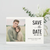 Romantisches Schwarz-Weiß-Foto Save The Date (Stehend Vorderseite)