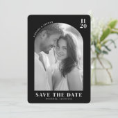 Romantisches Schwarz-Weiß-Foto Save The Date (Stehend Vorderseite)