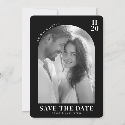 Romantisches Schwarz-Weiß-Foto Save The Date (Vorderseite)