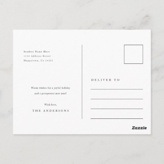 Romantisches Schwarz-Weiß-Foto Weihnachten Postkarte (Rückseite)