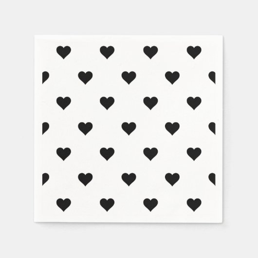 Romantisches Schwarz-Weiß-Herz Elegant für Paare Serviette (Vorderseite)