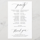 Romantisches Schwarz-Weiß-Hochzeitsprogramm (Rückseite)