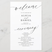 Romantisches Schwarz-Weiß-Hochzeitsprogramm (Vorderseite)