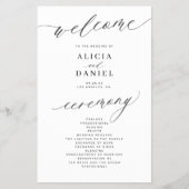 Romantisches Schwarz-Weiß-Hochzeitsprogramm Flyer (Vorne)