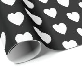 Romantisches Schwarz-Weiß-Liebe Herz Geschenkpapier (Rolleneckpunkt)