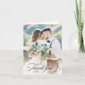 Romantisches Schwarzes Foto bei Hochzeiten Dankeskarte (Vorderseite)