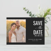 Romantisches Schwarzes Foto Save The Date (Stehend Vorderseite)