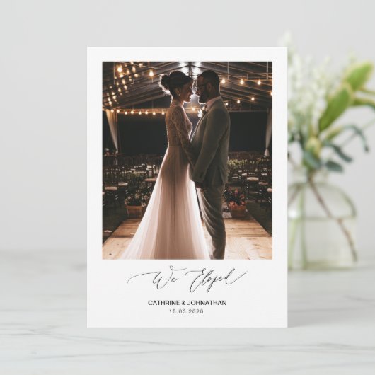 Romantisches Schwarzes Skript, Hochzeitsfeier Einladung (Stehend Vorderseite)