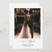 Romantisches Schwarzes Skript, Hochzeitsfeier Einladung (Vorne/Hinten)