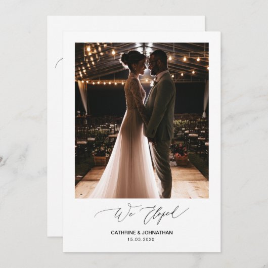 Romantisches Schwarzes Skript, Hochzeitsfeier Einladung (Vorne/Hinten)