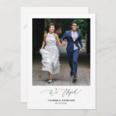 Romantisches Schwarzes Skript, Hochzeitsfeier Einladung (Vorne/Hinten)