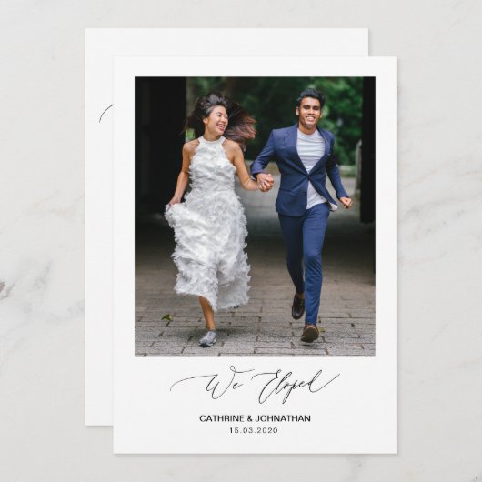 Romantisches Schwarzes Skript, Hochzeitsfeier Einladung (Vorne/Hinten)