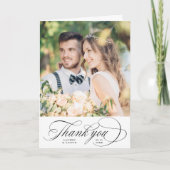 Romantisches Schwarzes Skript-Hochzeitsszenario-Fo Dankeskarte (Vorderseite)