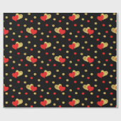 Romantisches Schwarzherz-Design Geschenkpapier (Flach)