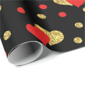 Romantisches Schwarzherz-Design Geschenkpapier (Rolleneckpunkt)