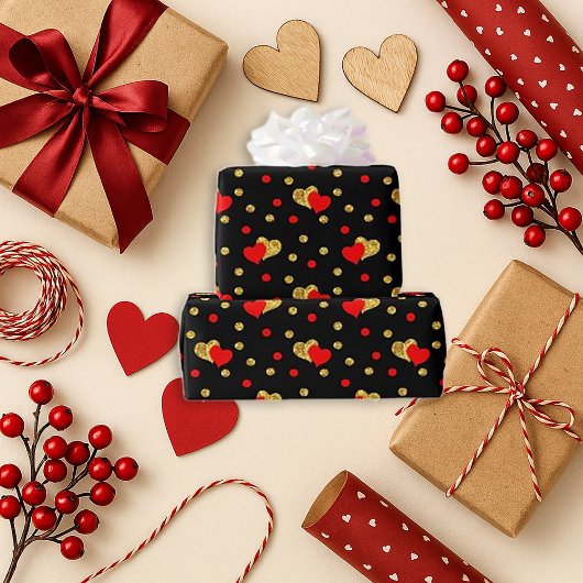 Romantisches Schwarzherz-Design Geschenkpapier
