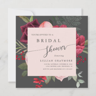 Romantisches Script Bridal Bouquet Brautparty Einladung