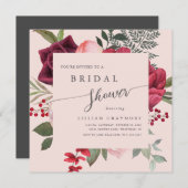 Romantisches Script Bridal Bouquet Pink Brautparty Einladung (Vorne/Hinten)