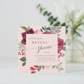 Romantisches Script Bridal Bouquet Pink Brautparty Einladung (Stehend Vorderseite)