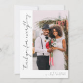 Romantisches Script-Foto Hochzeit Dankeskarte (Vorderseite)