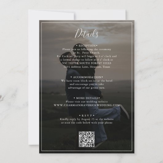 Romantisches Script-Foto Hochzeit Einladung (Rückseite)