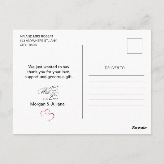 Romantisches Script Heart Wedding Foto Postcard Postkarte (Rückseite)