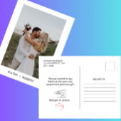 Romantisches Script Heart Wedding Foto Postcard Postkarte