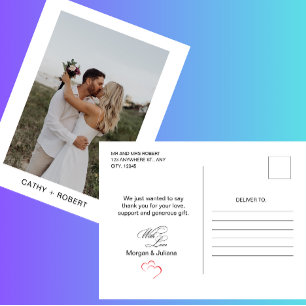 Romantisches Script Heart Wedding Foto Postcard Postkarte