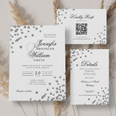 Romantisches Script Silver Confetti Wedding Detail Begleitkarte